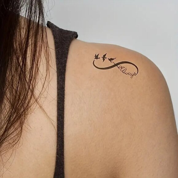 Waterproof Temporary Tattoo Stickers Bird & Infinity Designs for Fingers, Wrists - Picture 7 of 7